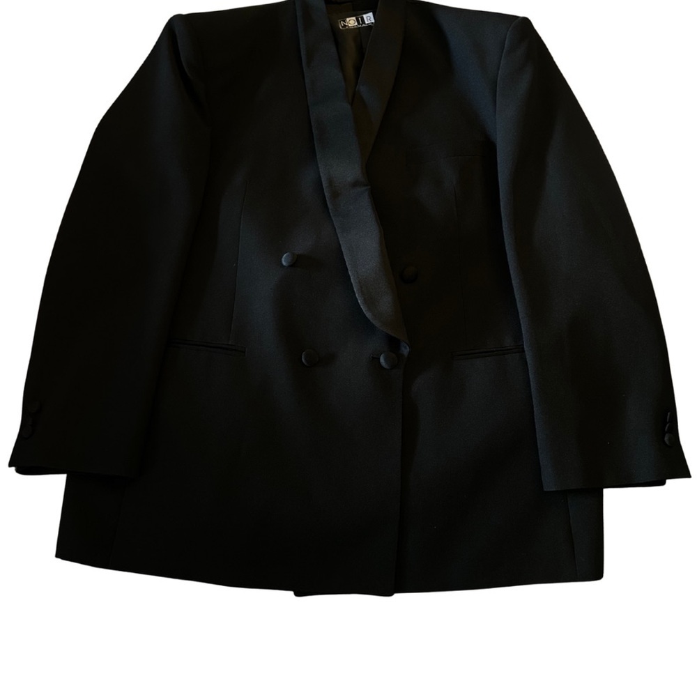 NOIR Black Tuxedo Jacket & Vest Set – Formal Holiday, Gala, Wedding Ready Suit - Picture 2 of 12